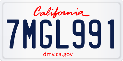 CA license plate 7MGL991