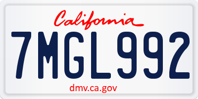 CA license plate 7MGL992