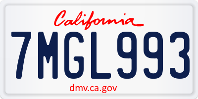 CA license plate 7MGL993