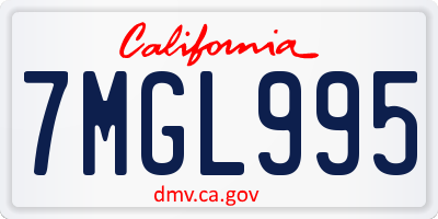 CA license plate 7MGL995
