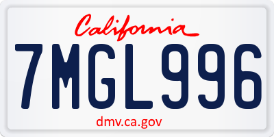CA license plate 7MGL996