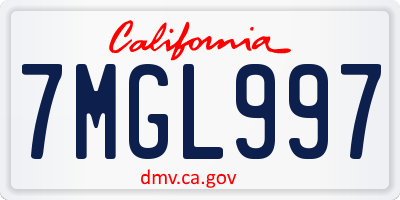 CA license plate 7MGL997