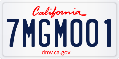 CA license plate 7MGM001