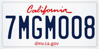 CA license plate 7MGM008
