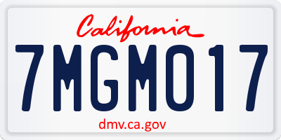 CA license plate 7MGM017