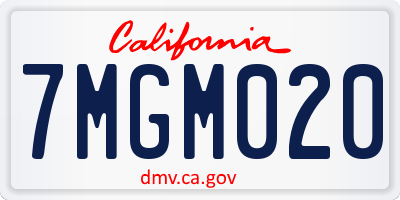CA license plate 7MGM020