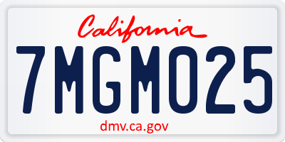 CA license plate 7MGM025