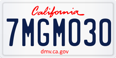 CA license plate 7MGM030