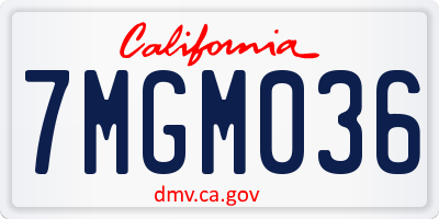 CA license plate 7MGM036