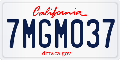 CA license plate 7MGM037