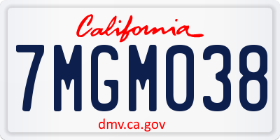 CA license plate 7MGM038
