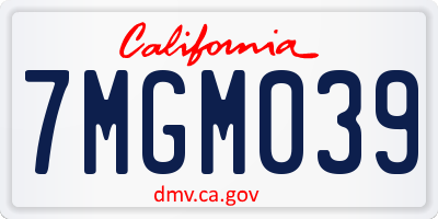 CA license plate 7MGM039
