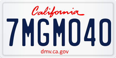 CA license plate 7MGM040