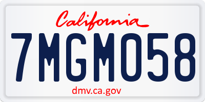 CA license plate 7MGM058
