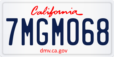 CA license plate 7MGM068