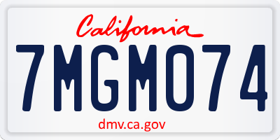 CA license plate 7MGM074