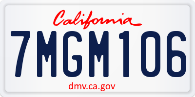 CA license plate 7MGM106