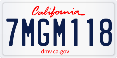 CA license plate 7MGM118