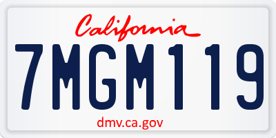 CA license plate 7MGM119