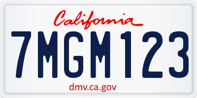 CA license plate 7MGM123