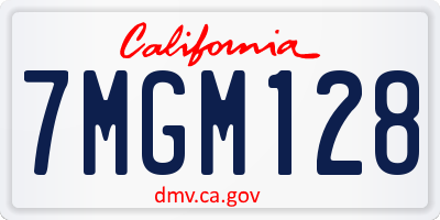 CA license plate 7MGM128