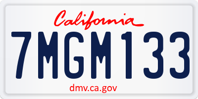 CA license plate 7MGM133