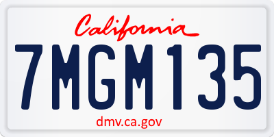 CA license plate 7MGM135