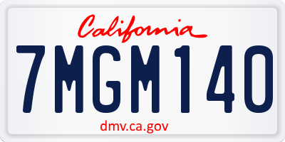 CA license plate 7MGM140