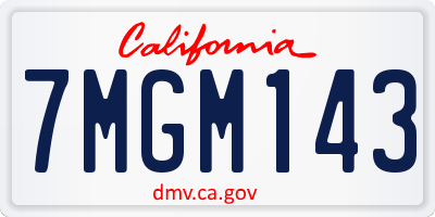 CA license plate 7MGM143