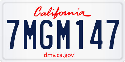 CA license plate 7MGM147