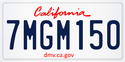 CA license plate 7MGM150
