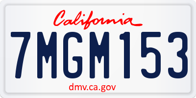 CA license plate 7MGM153