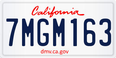 CA license plate 7MGM163