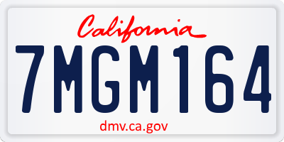 CA license plate 7MGM164