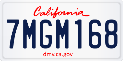 CA license plate 7MGM168