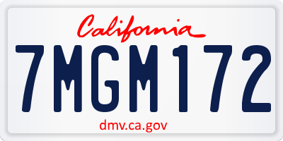 CA license plate 7MGM172