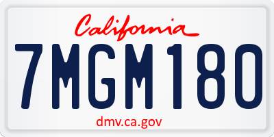 CA license plate 7MGM180
