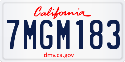 CA license plate 7MGM183