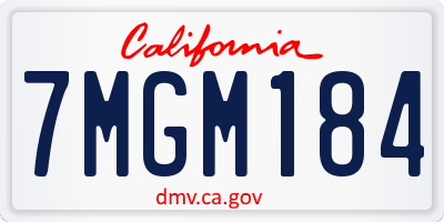 CA license plate 7MGM184