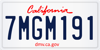 CA license plate 7MGM191