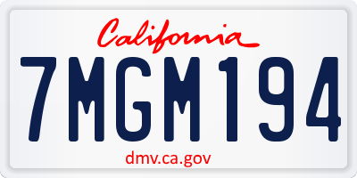 CA license plate 7MGM194