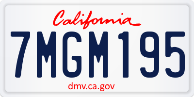 CA license plate 7MGM195