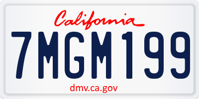 CA license plate 7MGM199
