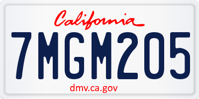 CA license plate 7MGM205