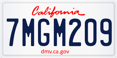CA license plate 7MGM209