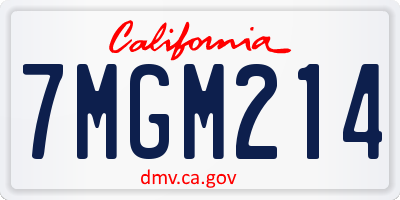 CA license plate 7MGM214