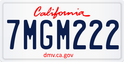 CA license plate 7MGM222