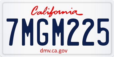CA license plate 7MGM225