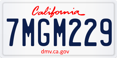 CA license plate 7MGM229