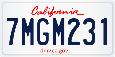 CA license plate 7MGM231